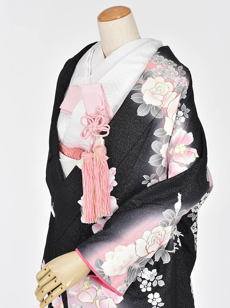 楽天市場 レンタル 色打掛 花嫁衣裳 和装 神社挙式 結婚式 打掛 披露宴 黒 ピンク 薔薇 蘭 花柄 和婚 フルセットレンタル 和装前撮り 往復送料無料 7日間レンタル レンタル衣裳京なごみ楽天市場店