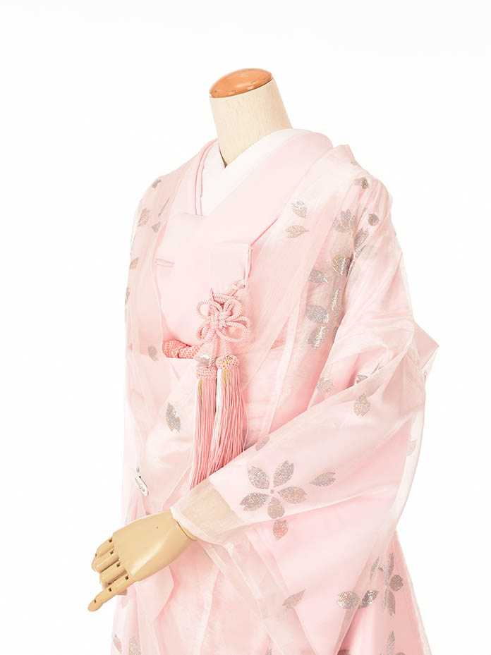 レンタル 色打掛 花嫁衣裳 和装 神社挙式 結婚式 打掛 披露宴 ピンク オーガンジー 夏婚 和婚 フルセットレンタル 和装前撮り 往復送料無料 7日間レンタル Sermus Es