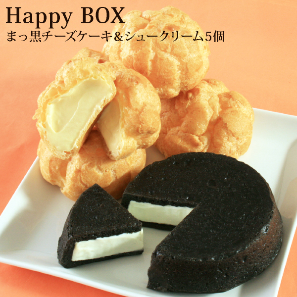 まっ黒チーズケーキ＆なめらかシュークリーム5個【smtb-KD】【送料込み】【RCP】