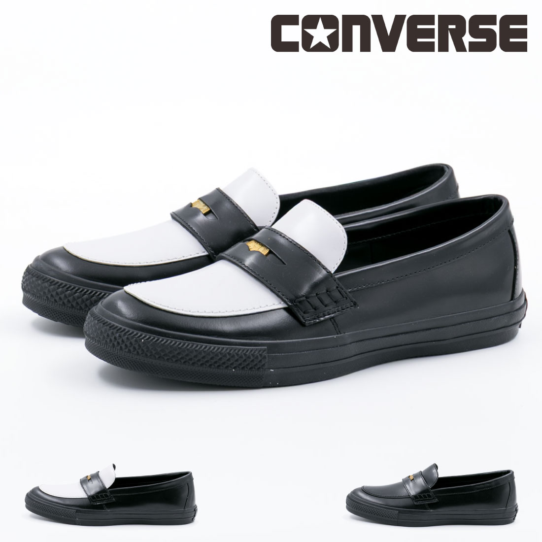 極美品　コンバース　ローファー　24.5センチ　スエード ×キャンバス　ブラック コンバース CONVERSE レディース ローファー ALL STAR COUPE