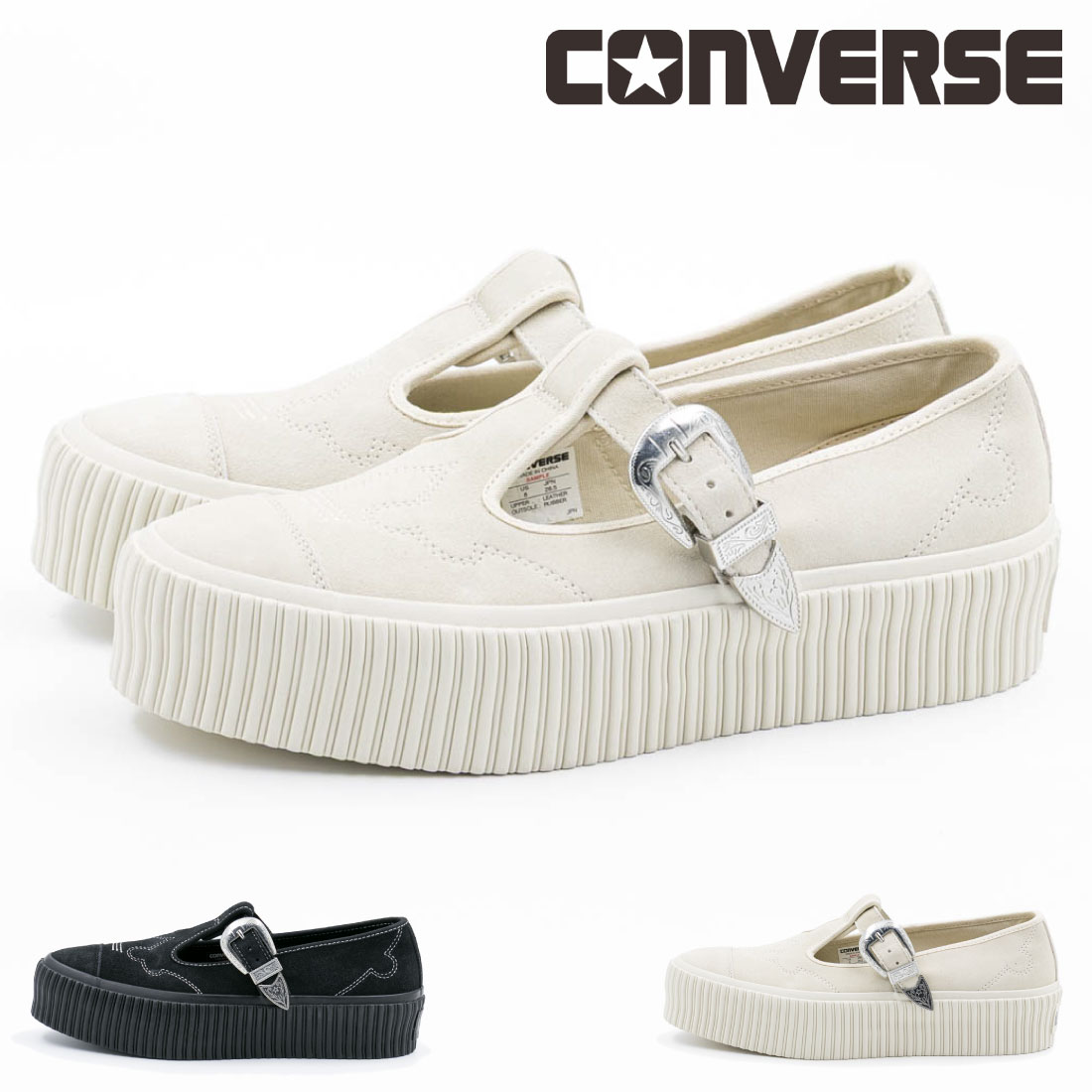 【4/10 20時～4H限定PT10倍】【50%OFF】 コンバース CONVERSE レディース スニーカー オールスター リフテッド リブテープ Tストラップ WT OX ローカット 厚底 Tストラップシューズ Y2K ウェスタン バックル