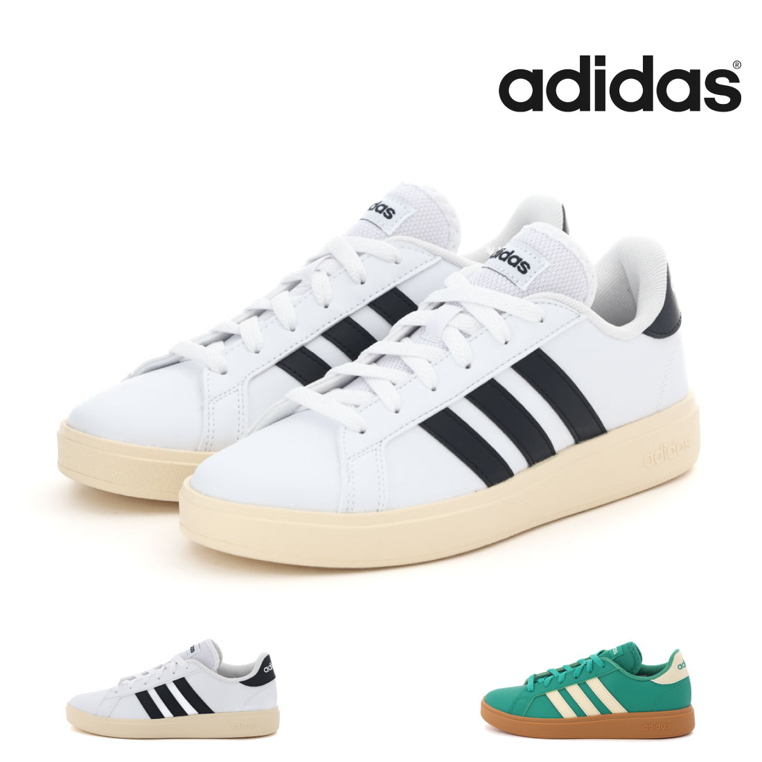 【4/20 20時～4H限定PT10倍】【10%OFF】 アディダス adidas レディース スニーカー グランドコートベース 2.0 U GRANDCOURT BASE 2.0 U コートシューズ ローカット JQ0525 JQ0528 ローテクスニーカー レトロスニーカー 通勤 通学 疲れにくい 歩きやすい