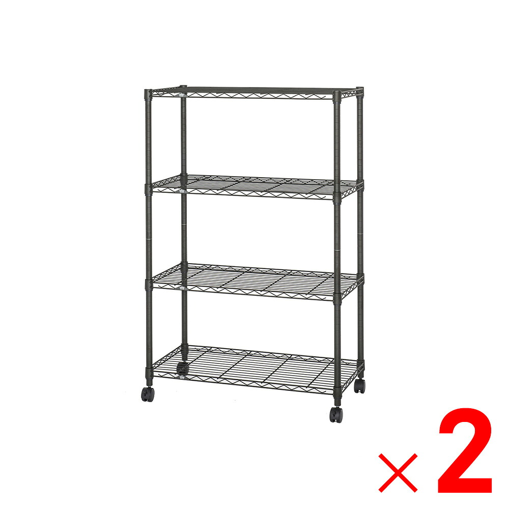 ルミナスノワール フリーラック 黒 4段 幅81×奥行41×高さ125.5cm NO8012-4×2台 セット販売 【メーカー直送・代引不可・置配不可】|Arclands Online 支店
