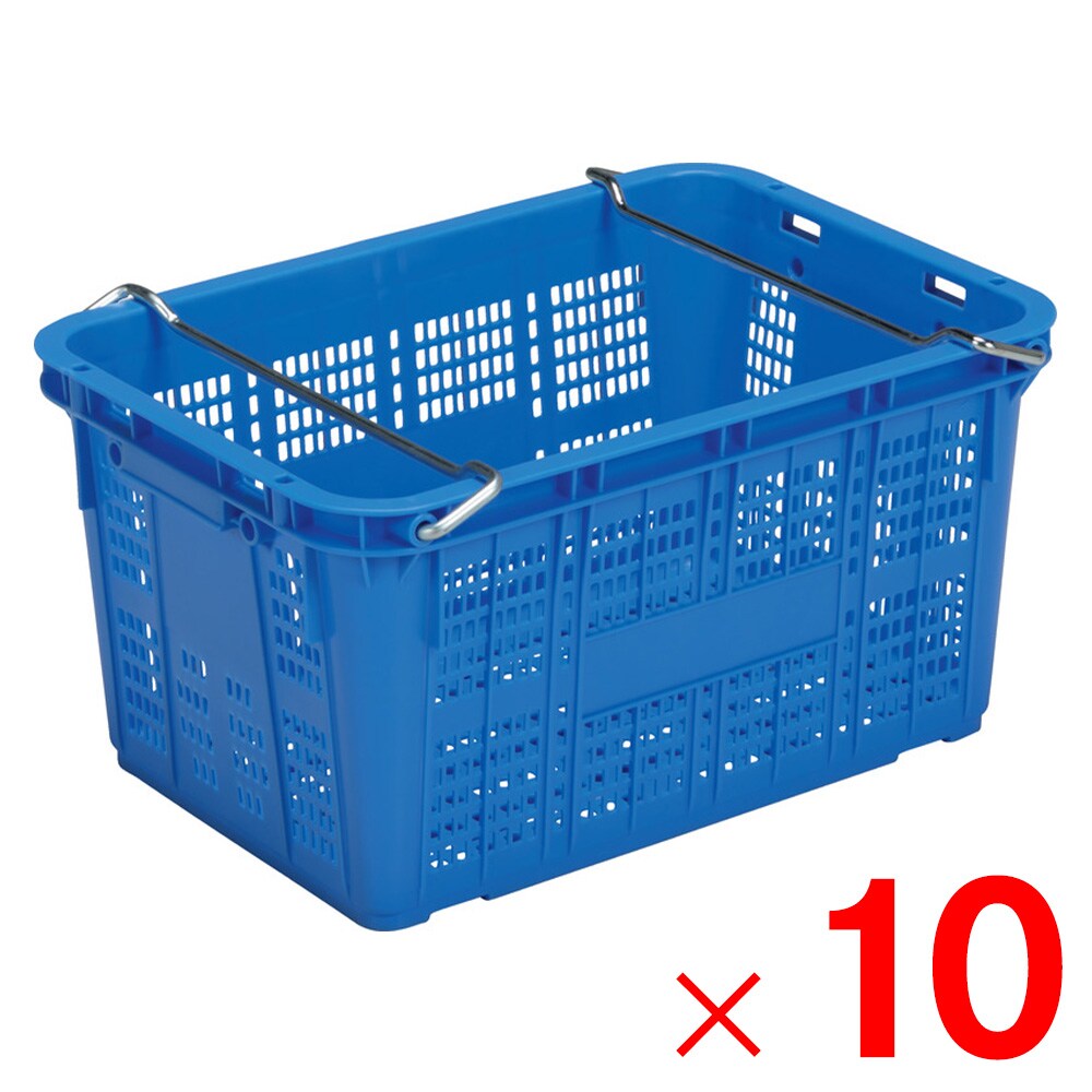 【法人限定】サンコー サンテナー A#50-3 PP ハンドル付 ブルー 104503-01 ×10個 セット販売 【メーカー直送・代引不可・置配不可】 30,945円