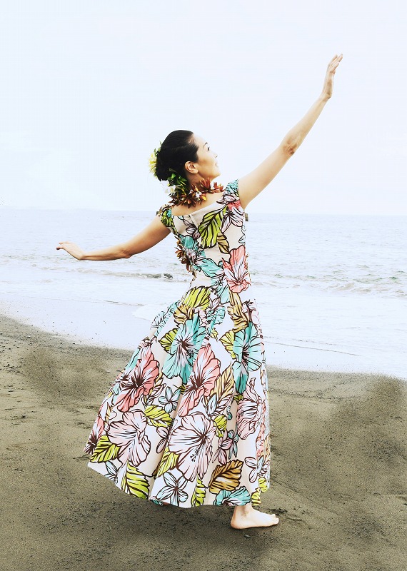 爆売り フラダンス フラ衣装 リゾートドレス リゾートワンピ ハワイアン柄 ハワイアンドレス フラドレス ハワイアンイベント フラダンス衣装 ワンピース ハワイ ムームー ビッグハイビスカスドレス ホイケ