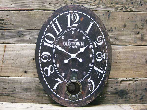 Lavieen Big Size Clock Pendulum Wall Old Town Bk Ht
