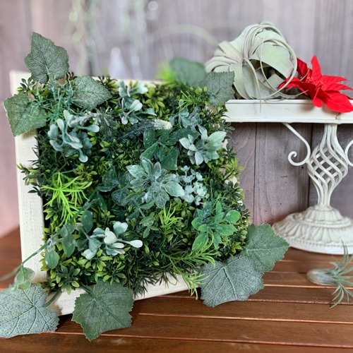 楽天市場 グリーンアートフレーム スクエアs ウォールグリーン インテリア 多肉植物 観葉植物 造花 ハンドメイド アンティーク T Sworks ｌｅａｆｓ