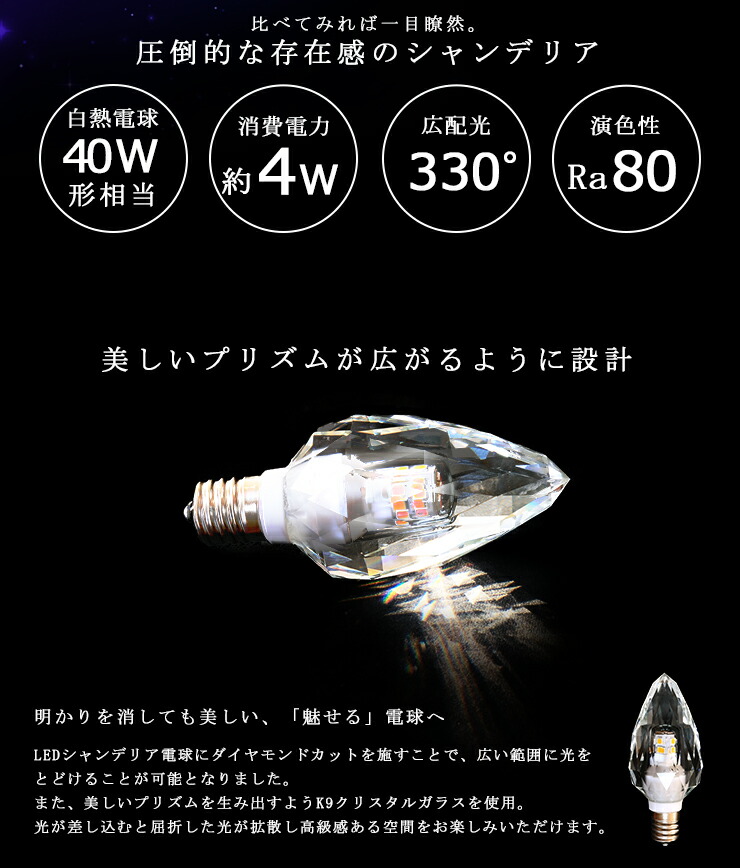 今年人気のブランド品や 5個セット LEDシャンデリア電球 E17 シャンデリア球 LED電球 クリスタル 40W 相当 虫対策 電球色 昼光色  LCK9017--5 ビームテック pivopix.com