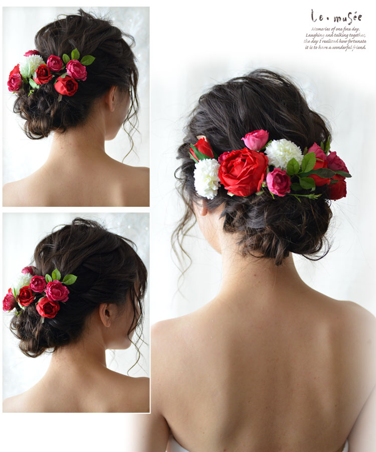 ヘッドドレス 花 ウェディング ヴァンルージュ バラ 花嫁 ウエディング ブライダル 髪飾り 造花 結婚式 海外挙式 前撮り 花飾り ヘアアクセ ヘアアクセサリー 白 グリーン 和装 振袖 袴 成人式 カラードレス 着物 ウエディングドレス 赤 バラ 薔薇 Napierprison Com