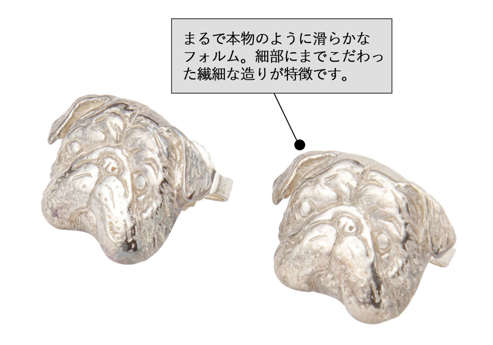 パグ犬 ピアス シルバー 送料無料 フランス パリ デザイナー ジュエリーu3000アクセサリー ブランド Culoyon 純銀コーティングu3000ブロンズ Beregszaszietterem Hu