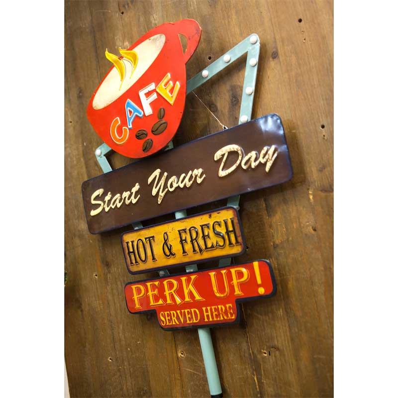 楽天市場 Cafe 看板 おしゃれ アメリカン雑貨 ウォールデコ エンボス加工 Life Style ｅc