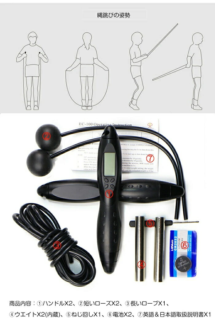 楽天市場 縄跳び トレーニング用 2way エア縄跳び 大人用 子供用 子ども用 縄なし 縄あり ジャンプロープ なわとび とび縄エアー縄跳び ダイエット エクササイズ カウント機能 男女兼用 室内 室外 小学生 縄とび ウエイト付き Modanic