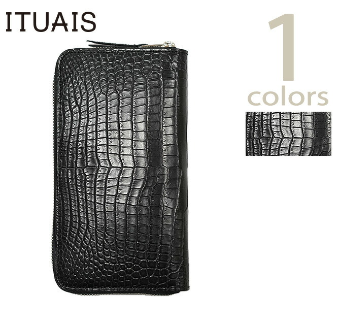 イトゥアイス ITUAIS IT-01 ポロサスクロコラウンドジップウォレット [ CROCODILE POROSUS Round Zip Long Wallet ] [ Black ] [ 鰐革 ] [ Box Calf Alpine ] [ アメカジ ] [ メンズ ] [ 金入れ ]