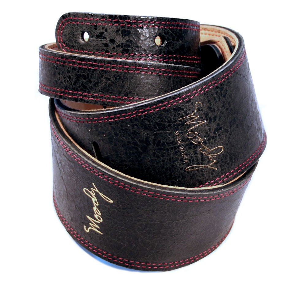 [Moody Leather] Distressed Leather Backed Guitar Strap [Standard / 2.5