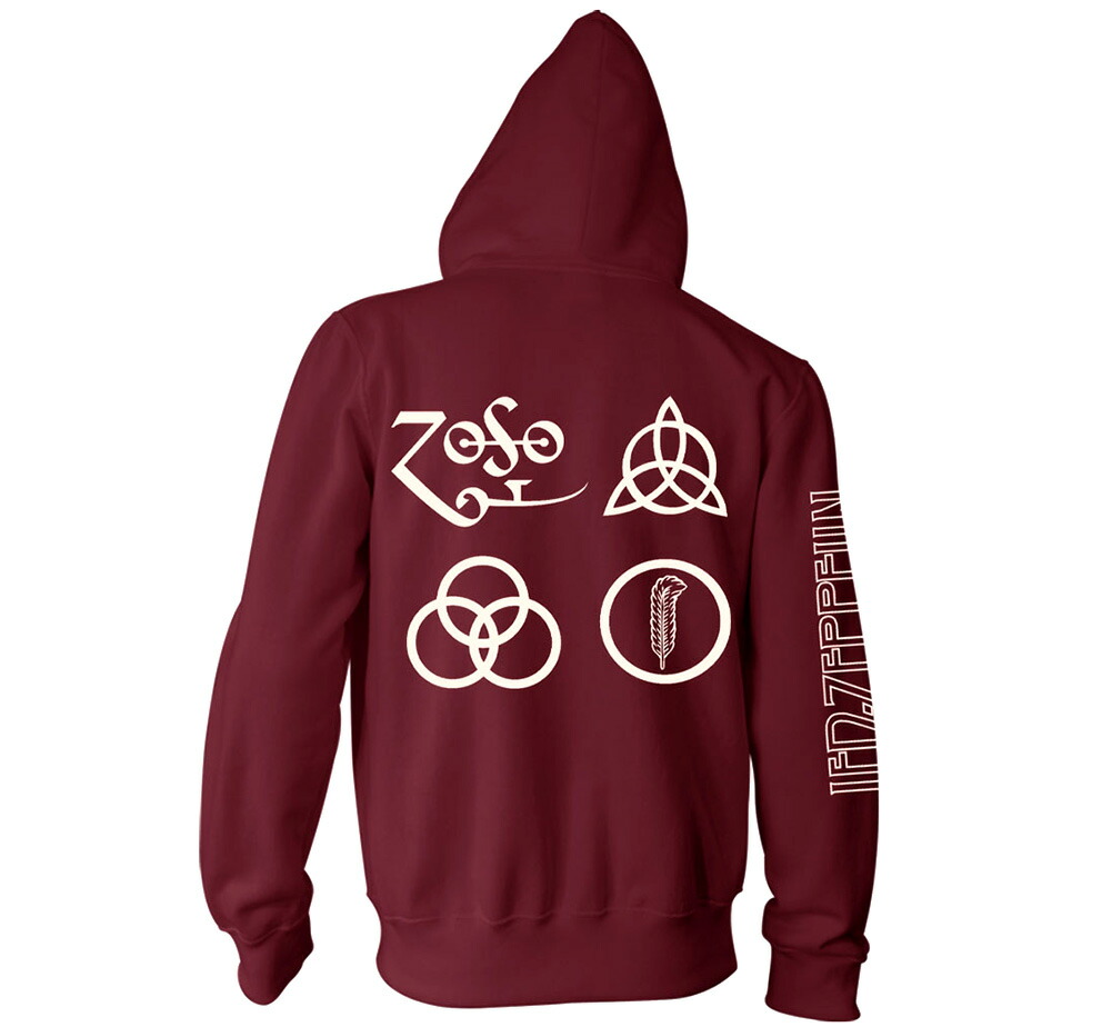 【楽天市場】Led Zeppelin / Symbols Zip Hoodie (Maroon Red) レッド・ツェッペリン ジップ