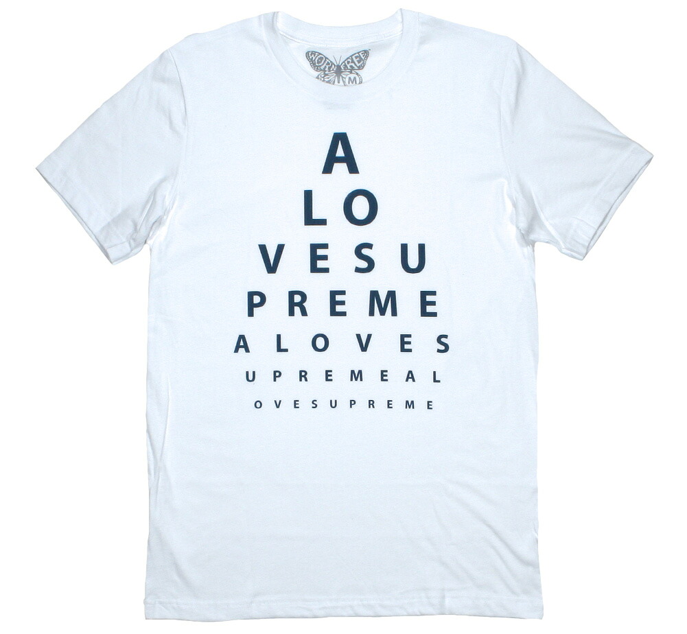 [Worn Free] John Coltrane / A Love Supreme Eye Test Tee 2 (White) - [ウォーン・フリー] ジョン・コルトレーン Tシャツ｜Rudy ＆ Co. 店