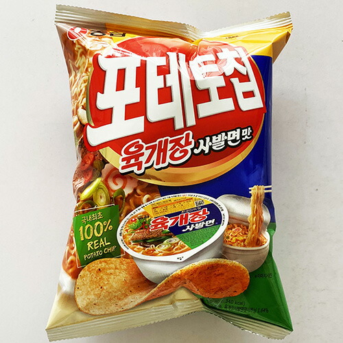 楽天市場 農心 100 リアル ポテトチップス 60g ユッケジャン サバル麺 味 韓国 食品 料理 食材 お菓子 ノンシン 大きいサイズのlylon Japan