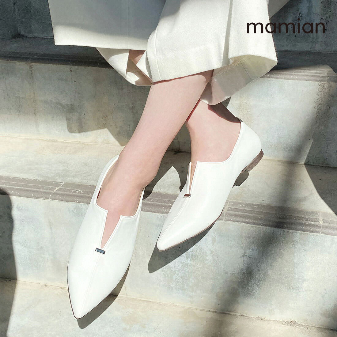 市場 Off 期間限定sale なりにくい 日本製 美脚フラットシューズ レディース ホワイト 1 0cmヒール 足が痛くない