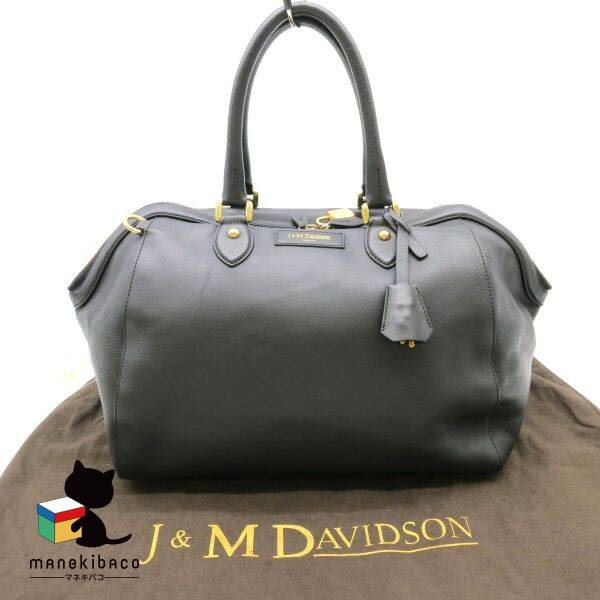 J＆Mデヴィッドソン J＆M DAVIDSON ブラック インディゴボストンバッグ 黒 レディース パドロック キー クロシェット 布袋 中古 ランクAB バッグ 【中古】