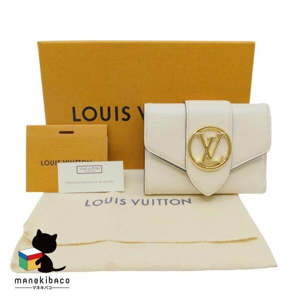 ルイ・ヴィトン LOUIS VUITTON ホワイト M69176 ポンヌフ コンパクトウォレット アイボリー スカイブルー 3つ折り財布 おしゃれ 可愛い レディース ギフト プレゼント 美品 箱 布袋 冊子 ランクS 財布 【中古】｜manekibaco
