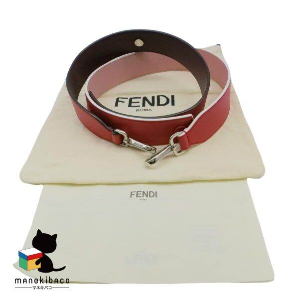 フェンディ FENDI レッド ストラップユー ショルダー ストラップ G革 赤 レッド ボルドー ピンク 8AV100 布袋 ランクA 小物 【中古】｜manekibaco