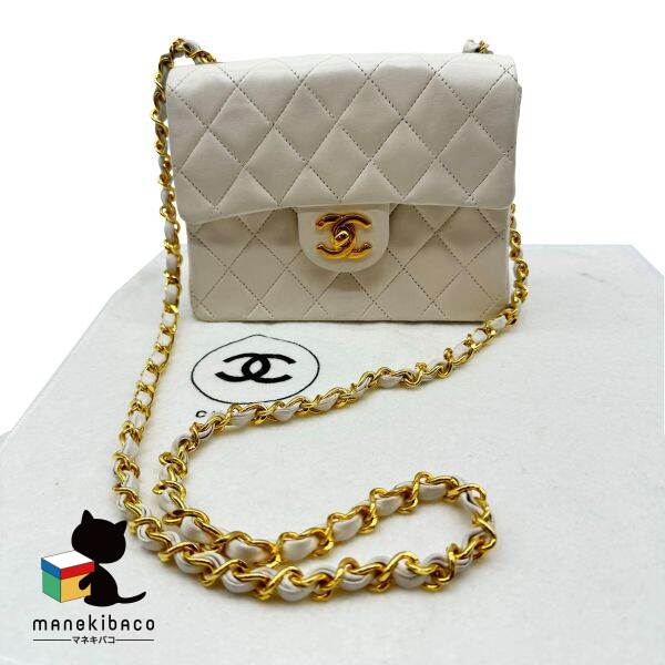 シャネル CHANEL ホワイト ミニマトラッセ チェーンショルダー 白 ホワイト カバン 鞄 バッグ ゴールド金具 布袋 ランクA 女性用バッグ 【中古】