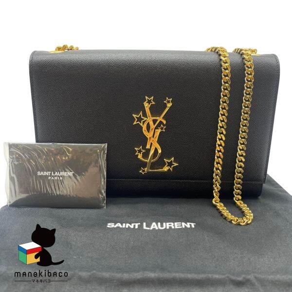 サンローラン Saint Laurent 黒いこと 新品負けず劣らず YSL チェーン店 ショルダーバッグ 制限事項青写真 446754 星 はやりっ児 黒 黒いこと ゴールド金具 箱 布袋 冊子本 価値づけるS お上さん用御徒面子 【中古】