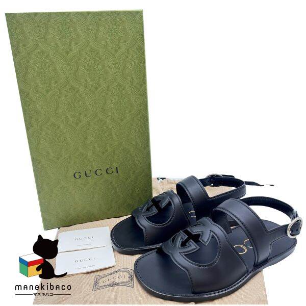 GUCCI ブラック クロスストラップ サンダル Gucci ブラック クロスストラップ サンダル