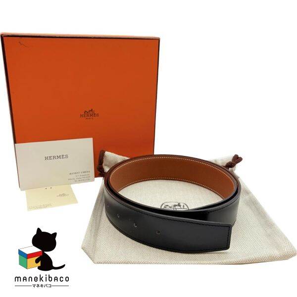 エルメス HERMES ブラック コンスタンスベルト ブラック ゴールド ボックス トゴ 85CM B刻印 箱 布袋 冊子 ランクA 小物 【中古】