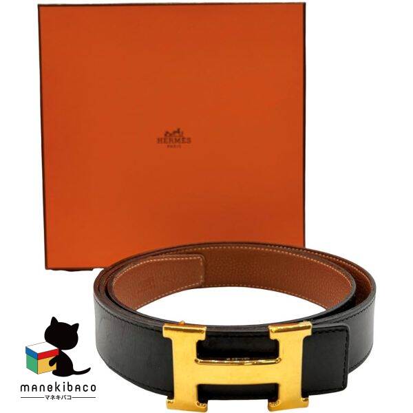 【正規品★美品】エルメス コンスタンスHベルト 黒/茶リバーシブル　サイズ70 HERMES - エルメス コンスタンスH リバーシブル ベルト サイズ