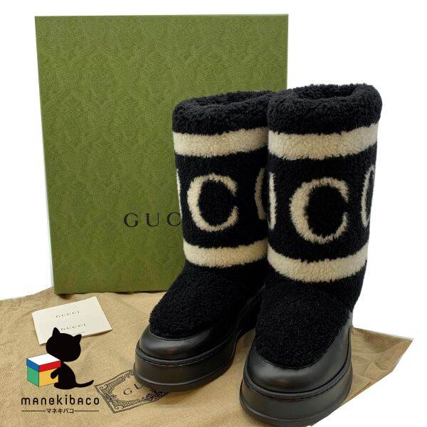 楽天市場】【グッチ】Gucci ホースビット ムートン ショートブーツ GG
