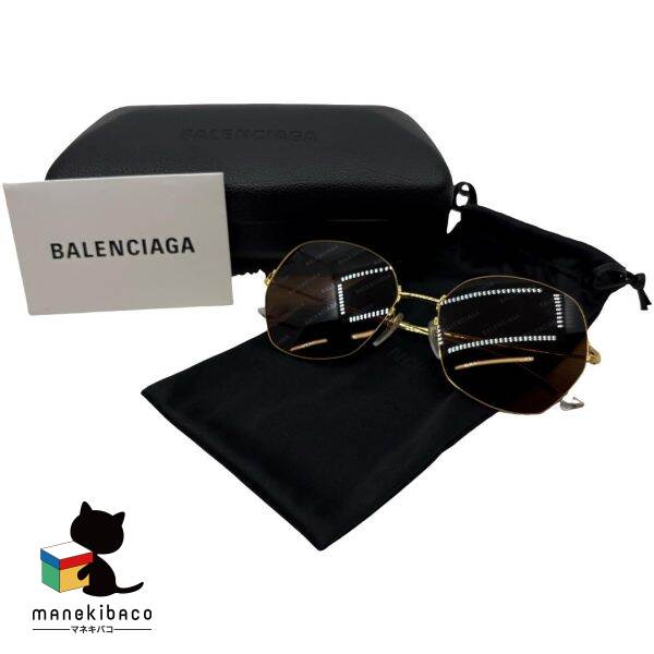 バレンシアガ BALENCIAGA ブラウン サングラス ロゴ ゴールド金具 ファッション雑貨 おしゃれ ブランド 眼鏡 日焼け防止 紫外線 ケース ランクA 小物 【中古】