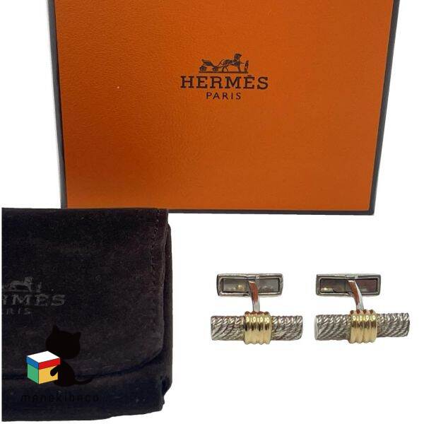 エルメス HERMES シルバー カフリンクス コンビ ブランド ファッション小物 おしゃれ 高級感 プレゼント ギフト 箱 布袋 ランクA 小物 【中古】