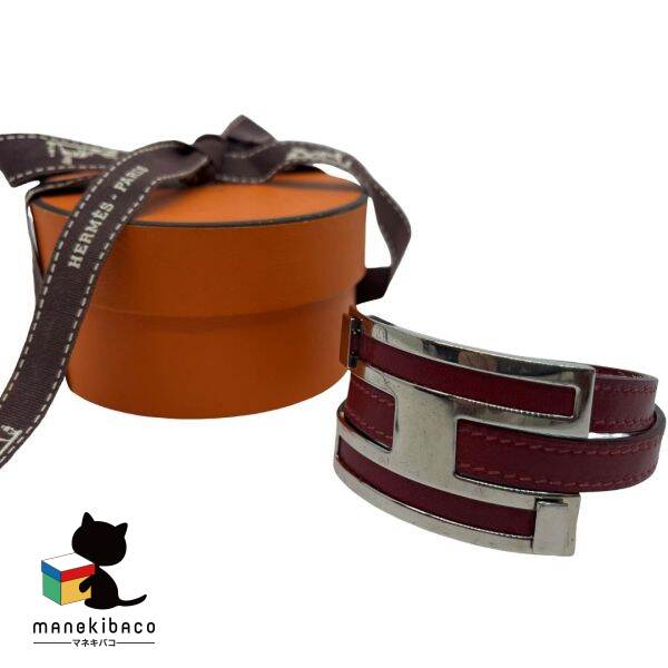 【良品】HERMESプスプス ブレスレット バングル レザー ブラウン シルバー 楽天市場】【ジュエリー】HERMES エルメス プスプス MM レザー