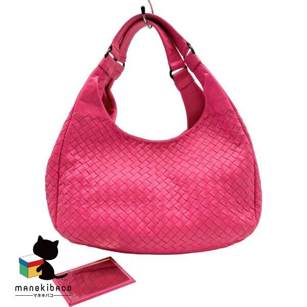 ボッテガヴェネタ BOTTEGA VENETA ピンク イントレチャート ホーボー ミラー付 ピンク 125787 ブランド トート ショルダー おしゃれ 可愛い 人気 ファッション小物 ランクA 女性用バッグ 【中古】
