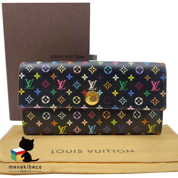 ルイ・ヴィトン LOUIS VUITTON M93747 ポルトフォイユ サラ モノグラム マルチカラー 黒 ブランド 長財布 大容量 札入れ カードケース コインケース 可愛い 人気 おしゃれ カラフル レディース 箱 布袋 ランクA 財布 【中古】