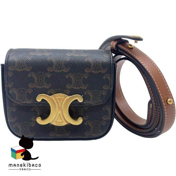 【CELINE】美品 トリオンフ FOLCO ミニバッグ ブラック・中古 f-03849_1.jpg