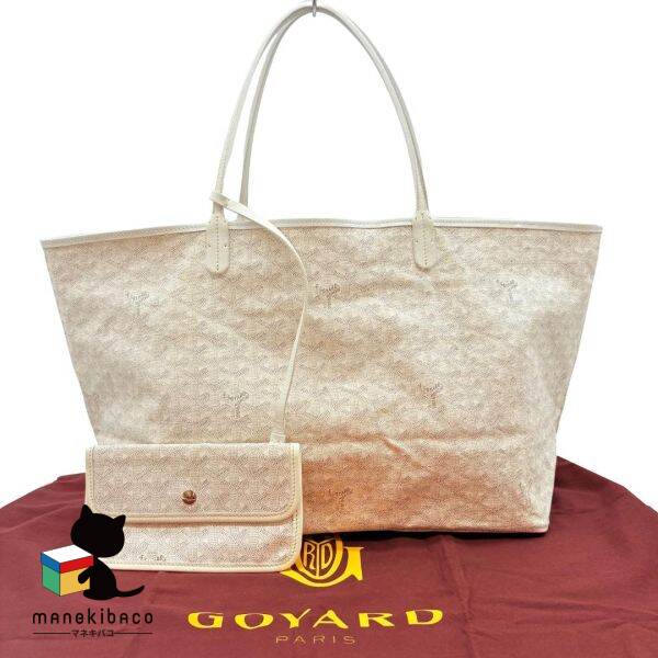 ゴヤール GOYARD ホワイト サンルイPM 白 トート バッグ ブランド 大容量 軽量 高級感 おしゃれ 人気 旅行 ビジネス 普段持ち ポーチ付 布袋 ランクA バッグ 【中古】