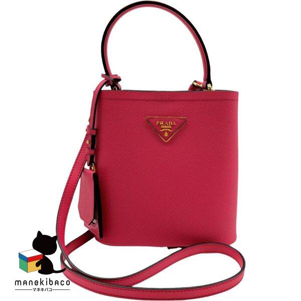 プラダ PRADA ピンク パニエ 2WAYバッグ 1BA217 サフィアーノピンク ハンドバッグ ショルダーバッグ ブランド 高級感 エレガント 上品 可愛い おしゃれ ストラップ ネームタグ ランクA 女性用バッグ 【中古】