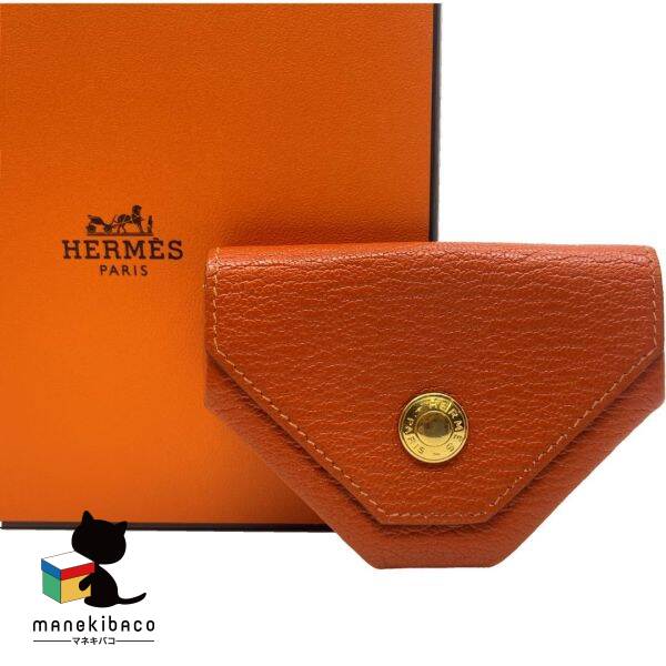エルメス HERMES オレンジ ルヴァンキャトル オレンジ □G刻印 コインケース ブランド コンパクトウォレット 高級感 おしゃれ プレゼント ギフト 箱 ランクA 小物 【中古】