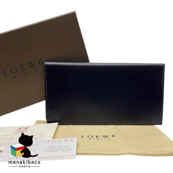 ロエベ LOEWE ブラック 新品同様 ロングウォレット 2つ折長財布 カーフ 黒 箱 布袋 冊子 ランクS 財布 【中古】 15,751円