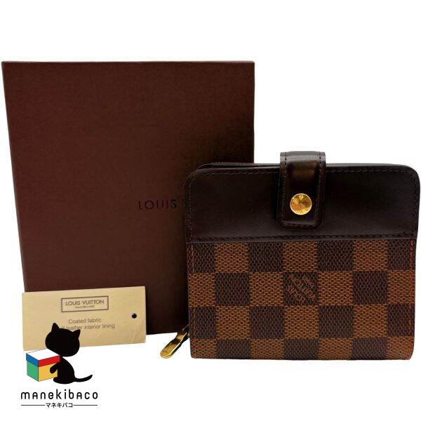 ルイ・ヴィトン LOUIS VUITTON  N61668 ダミエ コンパクトジップ 茶 紙入れ 箱 位置づけるA 紙入れ 【中古】