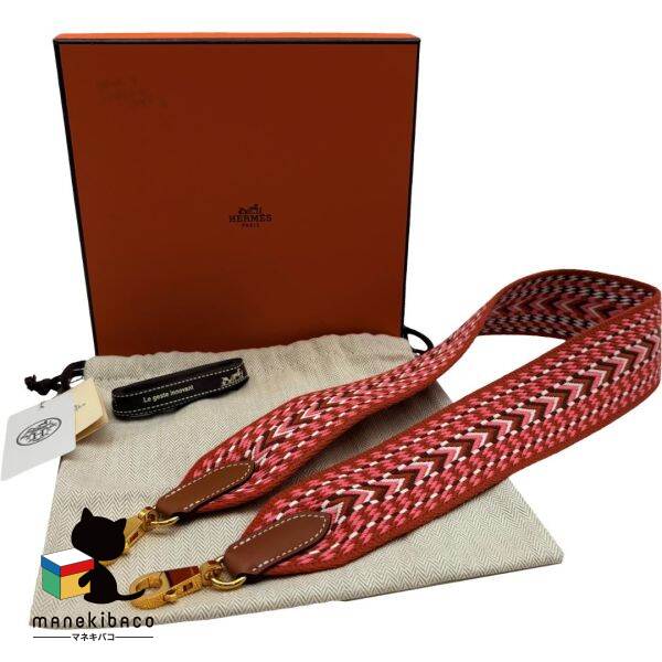 エルメス HERMES マルチ色合い サングルアレグロ ストラップ Y目じるし オレンジ色 サクラ色 御徒面子用 箱 布袋 冊子本 価値づけるA 小物 【中古】
