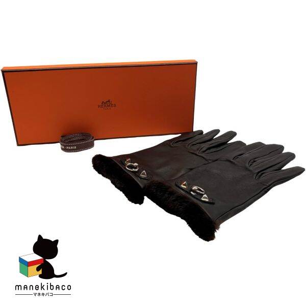 HERMES エルメス ブラウンファー アームカバー HERMES エルメス