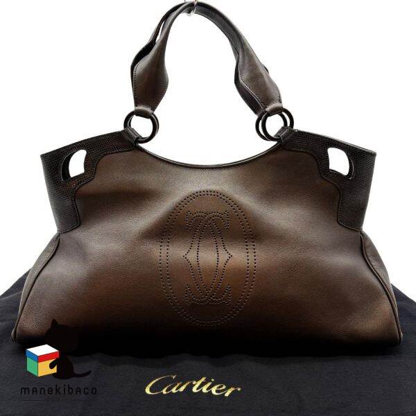 カルティエ Cartier ブラック マルチェロ ハンドバッグ 黒 レザー ブランド バッグ 高級感 布袋 ランクA 女性用バッグ 【中古】
