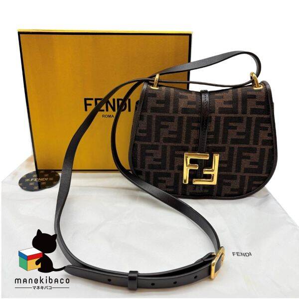 フェンディ FENDI 赤銅色 美品 ズッカ カモン スモール ショルダーバッグ ブランド名 パウダーコンパクト 箱 布袋 序列付けるS 成人女性用御徒面子 【中古】