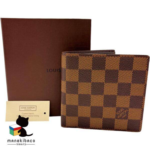 ルイ・ヴィトン LOUIS VUITTON  M99042 マルコ 100周年祝する ダミエ 2つ折り紙入れ 硬貨入れ 歌留多入れ 紙入れ 箱 序列付けるAB 紙入れ 【中古】