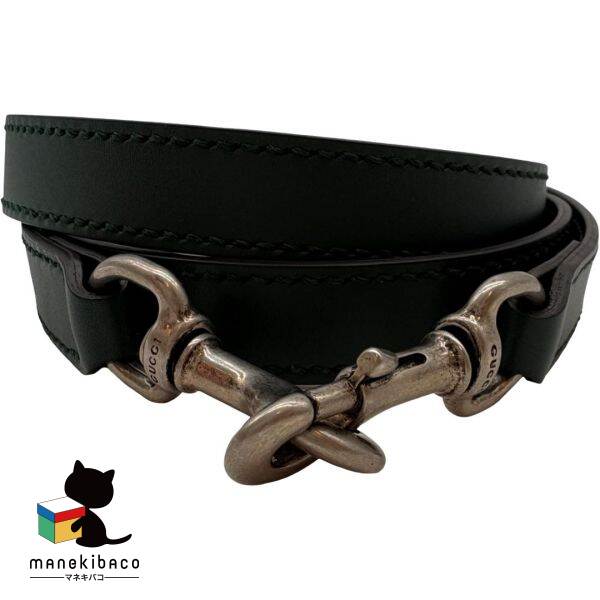 グッチ GUCCI レザーストラップ 緑 バッグ用 ショルダーストラップ 付属品 ランクA 小物 【中古】｜manekibaco