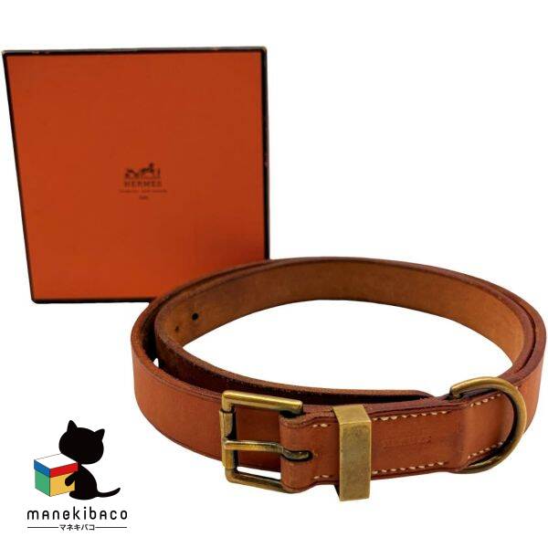 エルメス HERMES 赤銅色 ヴァチェッタレザーベルト 100コマーシャル 茶 流行り物小物 序列付けるB 小物 【中古】