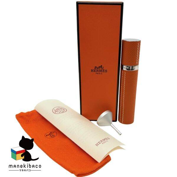 エルメス HERMES オレンジ レフィラブル アトマイザー エプソン香水入れ スプレー オレンジ 箱 布袋 ランクA 小物 【中古】|manekibaco